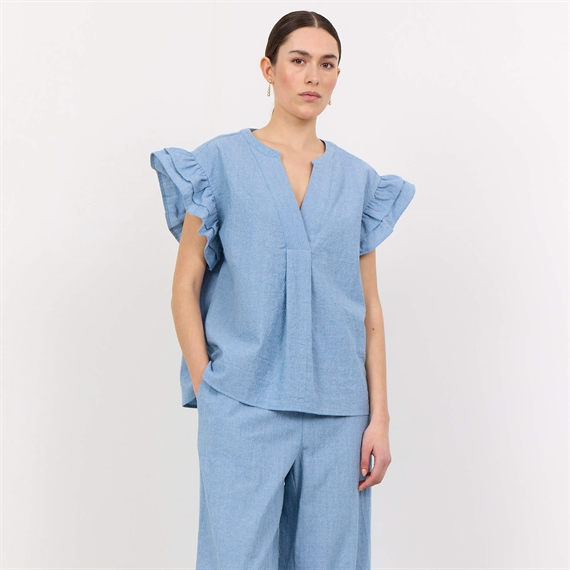 Levete Room LR-LENNON 2 Bluse, Blue Cotton 